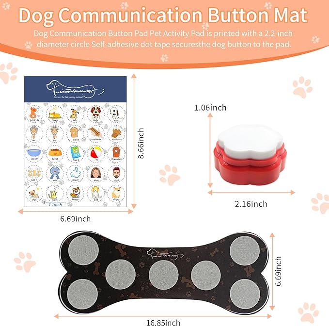 Set of 7 Dog Buttons for Communication-Dog Recordable Training Buttons with Rubber Mat,Dog Talking Buttons,Pet Buttons,Dog Training & Behavior Aids,Train Your Dog to Voice What They Want
