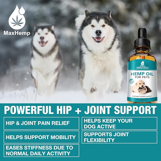 Pet Hemp Oil for Dogs Cats (2 Pack) Joint Pain Support Anxiety Stress Cough Inflammation Relief Skin Arthritis Care Supplement Dog Cat Hemp Drops Tincture (Flavorless)