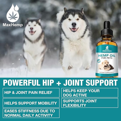Pet Hemp Oil for Dogs Cats (2 Pack) Joint Pain Support Anxiety Stress Cough Inflammation Relief Skin Arthritis Care Supplement Dog Cat Hemp Drops Tincture (Flavorless)