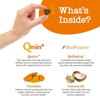 Turmeric Curcumin for Dogs - with 95% Curcuminoids for Hip & Joint + Arthritis Support - Digestive & Mobility + Immune Dog Supplement - with Organic Turmeric, Coconut Oil & BioPerine - 90 Chew Treats