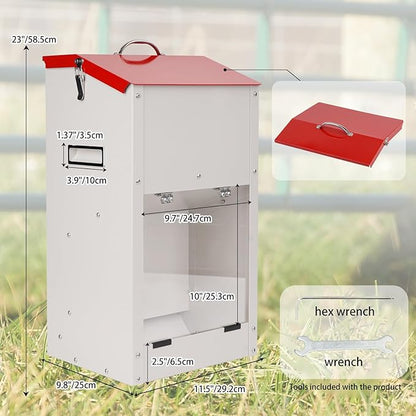 Large Automatic Dog Feeder with Handle, 25 Lbs Indoor and Outdoor Automatic Dog Food Dispenser Container Large Breed 11.5'' L X 9.8'' W X 23'' H Hanging Dog Auto Feeder for Large Dogs
