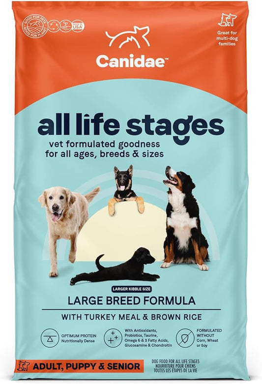 Canidae All Life Stages Dry Dog Food, Large Breed Formula with Turkey Meal & Brown Rice, 40 lbs.