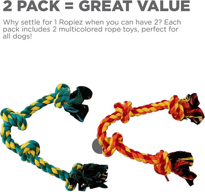 Outward Hound Ropiez 4-Knot Rope Tug Dog Toy, 2-Pack - Chew, Toss, Play, Large