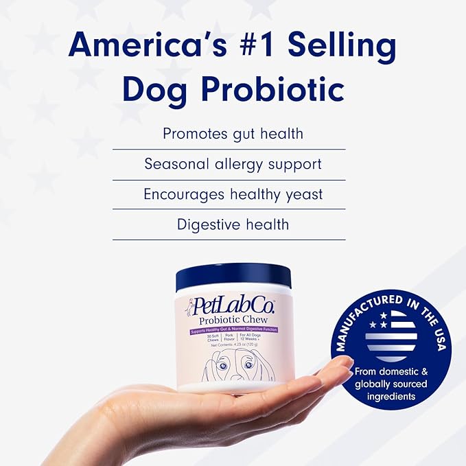 PetLab Co. Probiotics for Dogs, Support Gut Health, Diarrhea, Digestive Health & Seasonal Allergies - Pork Flavor - 30 Soft Chews - Packaging May Vary (Value 2-Pack)