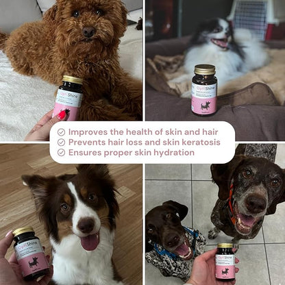 OptiShine Dog Skin & Coat Supplement - Allergy Relief, Itch Relief, Anti-Shedding - Pure Sprinkle Capsules for Healthy Skin & Shiny Coat