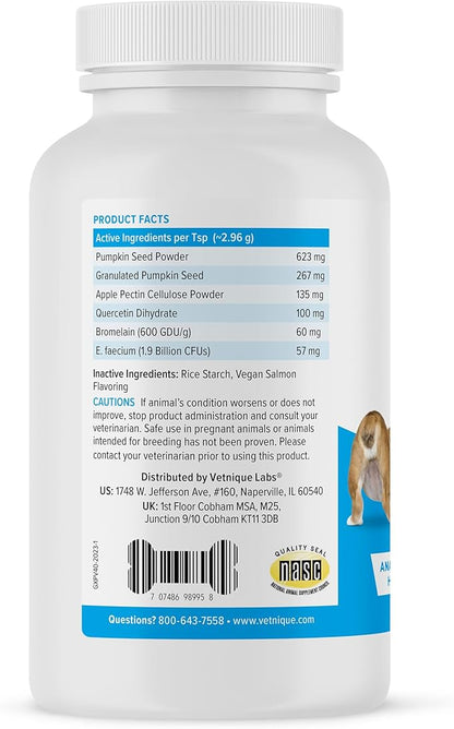 Glandex Dog Fiber Supplement Powder for Anal Glands with Pumpkin, Digestive Enzymes & Probiotics - Vet Recommended Healthy Bowels and Digestion - Boot The Scoot (Vegan Salmon, 4.0oz Powder)