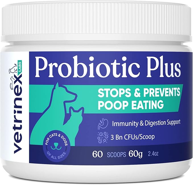 Probiotic - Coprophagia Treatment for Dogs - Stop and Prevent Dog from Eating Poop - No Stool Eating, Deterrent and Prevention - Probiotics Powder for Cats, Dogs & Puppies