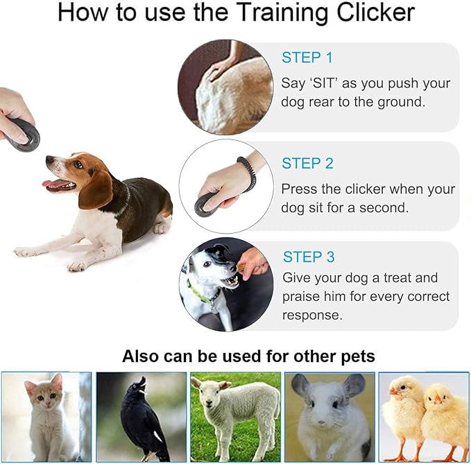 3 Pack Dog Training Clicker with Wrist Strap, Pet Clicker for Dog Clicker for Training Puppy Clicker Trainer, Pet Training Clicker for Cats Puppy Bird Horse Animal