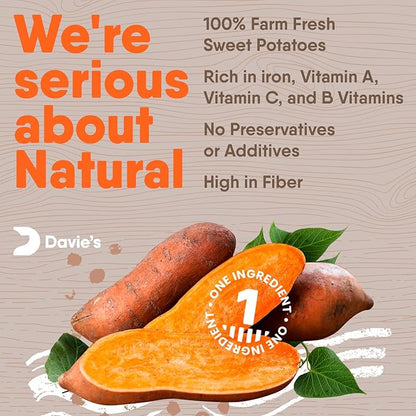 Davie's Sweet Potato Dog Training Treats - Bite Size Dog Treats for Small or Large Dogs, Vegan Dog Training Treats, Made in The USA, Grain Free, Alternative to Rawhide Chews