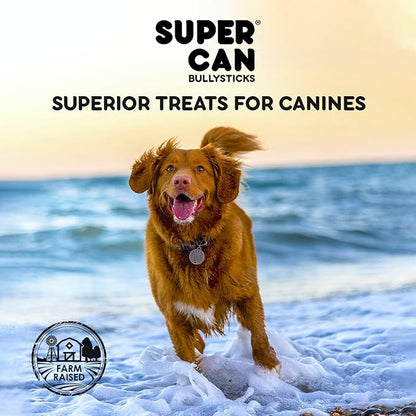 Supercan Bully Sticks for Dogs 6" (15 Count) -100% Natural Farm Raised Beef Dog Chews. Free Range Grass Fed Non-GMO Treats for Dogs
