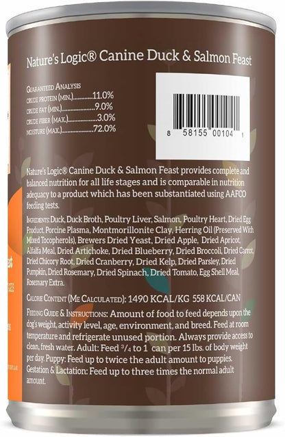 Natures Logic NL00104 Grain-Free Duck & Salmon Feast Wet Dog Food, One Size