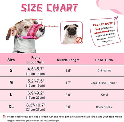 Dog Muzzle Soft Air Mesh Muzzle for Large Dogs, Adjustable Pet Muzzle for Small Medium Dogs to Drink Normally, Breathable Reflective Muzzle for Dogs to Prevent Biting Barking(Pink,L-8)