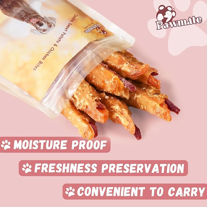 Dog Treats, Double Sweet Potato Chicken Jerky Wrapps Healthy Rawhide Free Dog Treats Chicken Jerky Low Fat High Protein Dog Snacks Chewy for Small Medium Large Dogs 10.58 OZ…