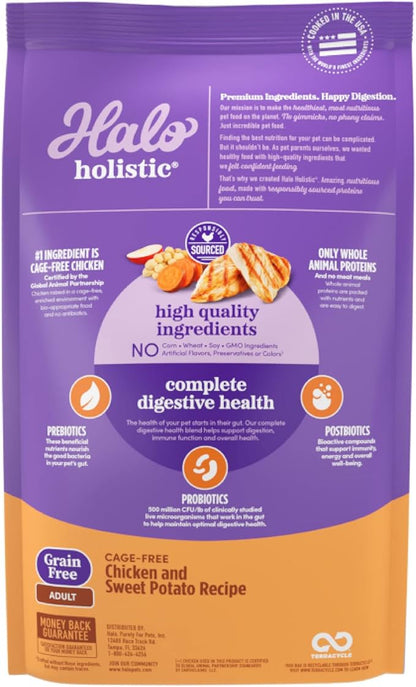 Halo Holistic Adult Dog Grain Free Cage-Free Chicken & Sweet Potato Recipe 21 lb Bag