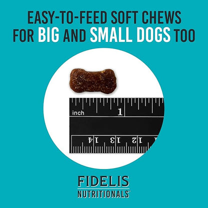 FIDELIS Skin and Coat Supplement for Dogs (120 Vitamin Soft Chews), Made in USA, Vitamin E & Salmon Oil, Omega 3-6-9 Fatty Acids, Healthy Skin and Lustrous Coat, Veterinarian Formulated