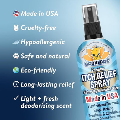 Bodhi Dog Anti Itch Spray | Natural Soothing Relief for Dry, Itchy, Bitten or Allergy Damaged Skin Treatment | Anti Itch Spray for Dogs & Cats | Made in USA (Oatmeal, 8 oz)