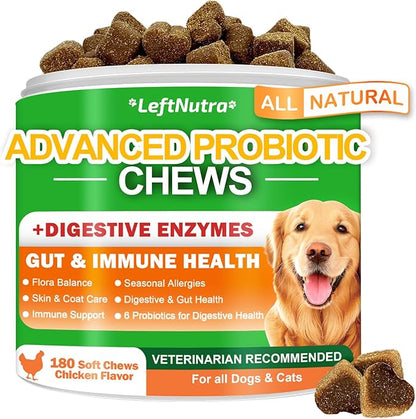 Probiotics for Dogs: Advanced Dog Probiotics & Digestive Enzymes, Digestion & Health Supplement, Support Gut Health, Itchy Skin, Immunity,Yeast Balance, Prebiotics Fiber Supplement Reduce Diarrhea,Gas