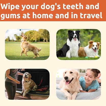 Dental Care Finger Wipes - Dog Tooth Brushing Kit Dental Wipes - Dog Teeth Cleaning Finger Wipes - Reduces Plaque & Freshens Breath for Dogs and Cats - 40 Count