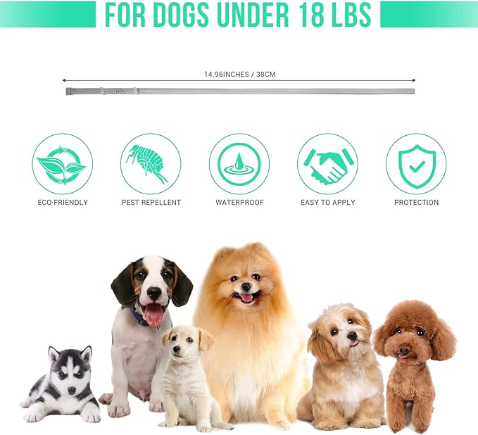 Flea and Tick Collar for Small Dogs with Flea Comb,8-Month Tick and Flea Control for Dogs Under 18 Lbs,Safe,Waterproof,Adjustable,2 Pack