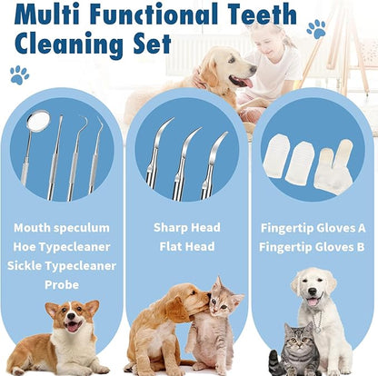 Plaque Remover for Teeth: Dog Teeth Cleaning Kit for Tartar Stains Removal Electric Pet Ultrasonic Tooth Cleaner with LED Light Finger Toothbrush Dental Care for Dog Cat 5 Modes (White)