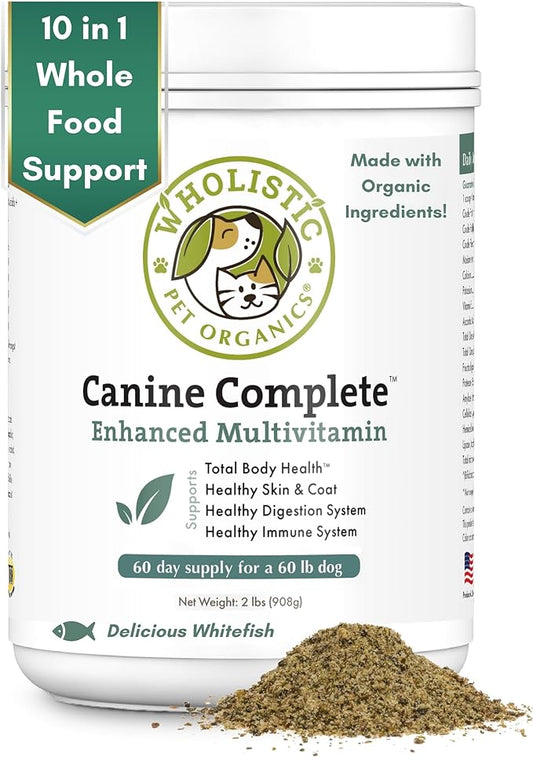 Wholistic Pet Organics Canine Complete: Multivitamin for Dogs Organic Homemade Dog Food Supplement Dog Multivitamin Powder with Probiotics Healthy Immune System Digestive Support for All Ages