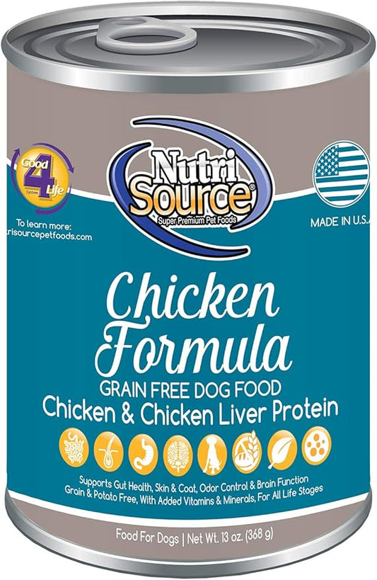 Grain Free Chicken Canned Dog Food 12 Cans/13oz by NutriSource