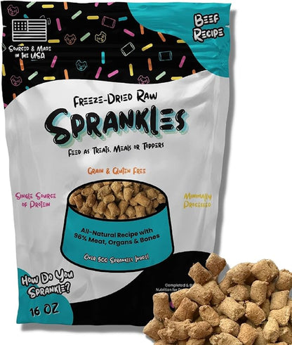 Freeze Dried Dog Food for Small & Large Breeds Dogs, 16 Oz Beef Dog Food Toppers for Picky Eatres, Made in USA - Grain Free & All Natural Freeze Dried Dog Treats Made with 96% Meat Organs