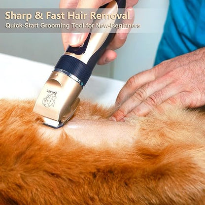 Dog Clippers, USB Rechargeable Cordless Dog Grooming Kit, Electric Pets Hair Trimmers Shaver Shears for Dogs and Cats, Quiet, Washable, with LED Display (yellow)