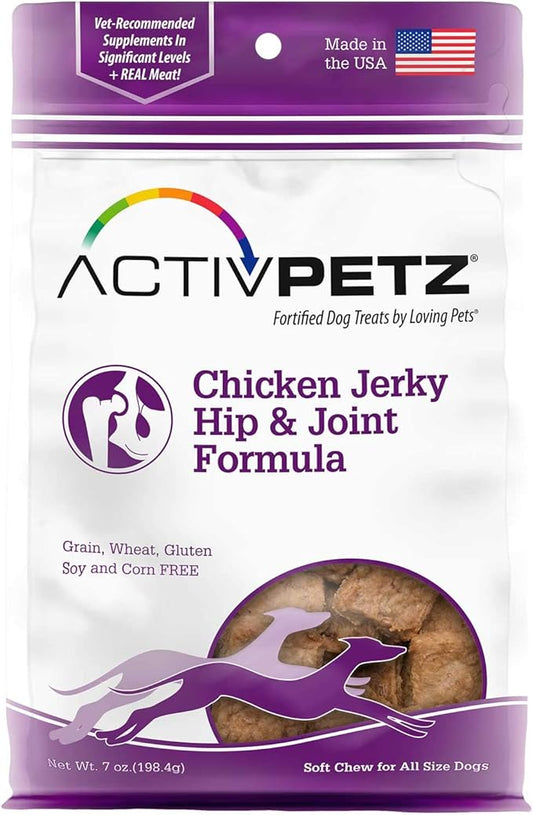 Loving Pets Activpetz Chicken Jerky Hip & Joint Formula Dog Treat, 7 Oz