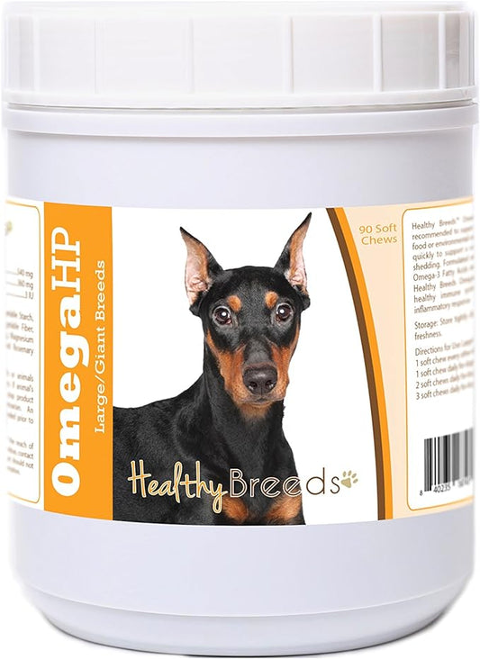 Healthy Breeds German Pinscher Omega HP Fatty Acid Skin and Coat Support Soft Chews 90 Count