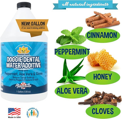 New Peppermint Fresh Breath Dental Water Additive for Dogs and Pets | Teeth, Breath, and Healthy Gums | Tartar Cleaning, Plaque Remover & Fresh Drinking Oral Care Cleaner No Brush Required (128oz)