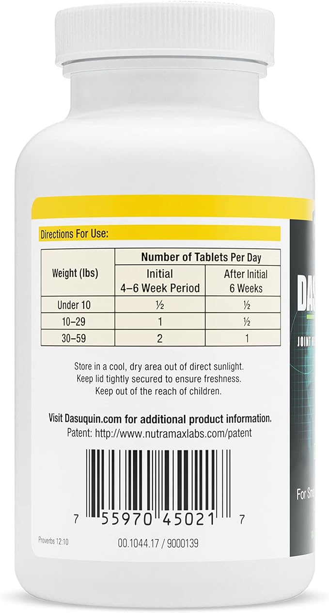 Nutramax Dasuquin with MSM Joint Health Supplement for Small to Medium Dogs - With Glucosamine, MSM, Chondroitin, ASU, Boswellia Serrata Extract, and Green Tea Extract, 84 Chewable Tablets(Pack of 1)