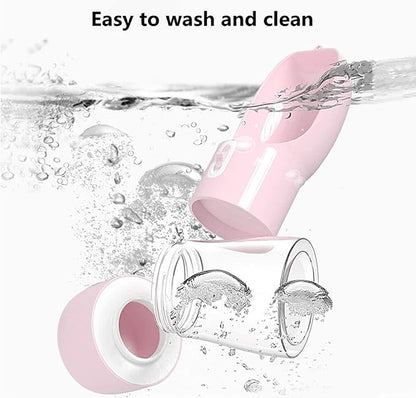 Outdoor Dog Water Bottle Dispenser - Leak Proof Water Bottle for dogs On The Go with Food Container Multifunctional Travel Dog Water Bottle（Pink）