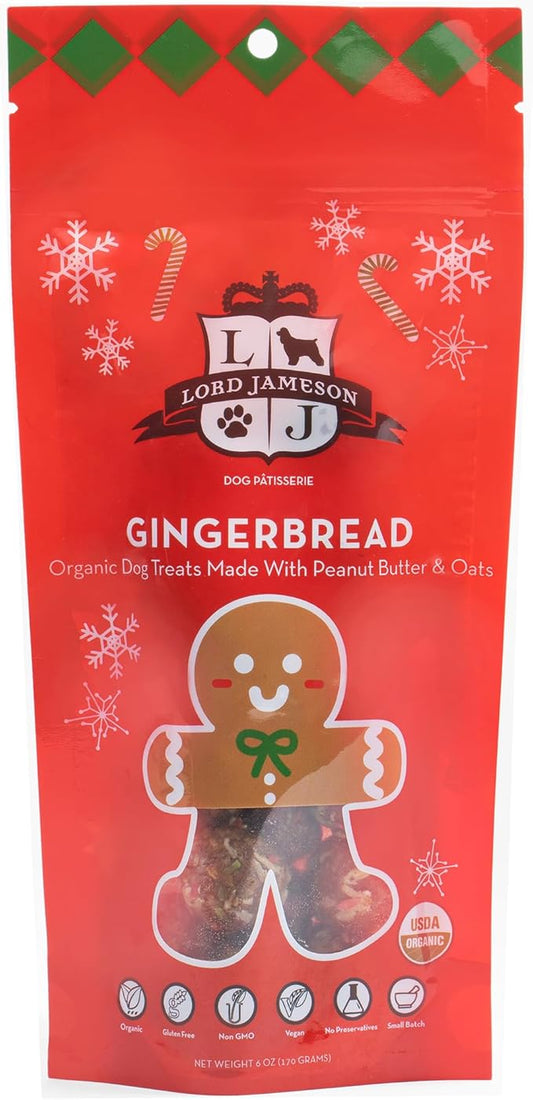 Gingerbread 6 oz - Dog Patisserie Treats, Holiday Collection, Organic, Soft & Chewy No-Bake Superfood Bites, Preservative Free