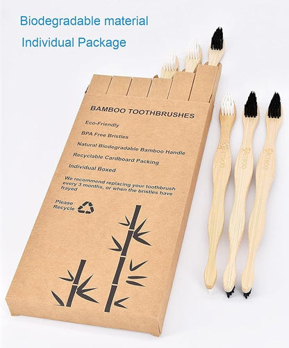 Dog Toothbrush,Pets Bamboo Tooth Brush Double-Sided Small & Large Head Toothbrushes for Dogs Cats,Biodegradable Eco-Friendly Teeth Cleaning Tool (White 6 Pack)