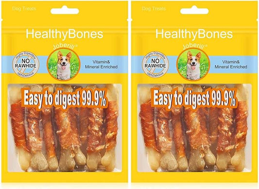 UrbanX HealthyBones Rawhide Free Healthy Foods for Cavalier King Charles Spaniel and Other Small Companion Dogs, Chicken Wrapped Sticks Dog Foods, Soft Chewy Foods for Training Rewards, 14 Count