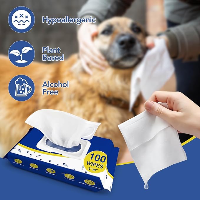 Pet Wipes 400 Dog Wipes – 8x8 Inch Unscented Dog Paw Cleaner Wipes for Body, Ears, Face, and Skin Ultra Thick & Soft with Hypoallergenic Formula Ideal Pet Wipes for Dogs & Cats