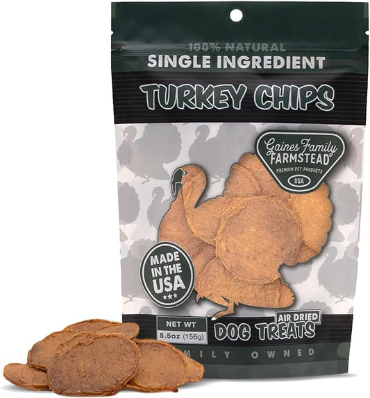 Gaines Family Farmstead Turkey Chips for Dogs, All-Natural, Grain-Free, Soy-Free, Dye-Free, Healthy Dog Treats for All Ages & Breeds, Puppies, Made in USA, 5.5 oz