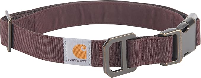 Carhartt Nylon Duck Dog Collar, Fully Adjustable Durable 2-Ply Cordura Nylon Canvas Collars for Dogs, Deep Wine, Large