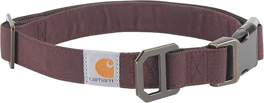 Carhartt Nylon Duck Dog Collar, Fully Adjustable Durable 2-Ply Cordura Nylon Canvas Collars for Dogs, Deep Wine, Large