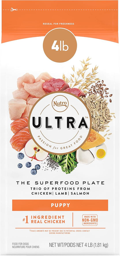 Nutro ULTRA High Protein Natural Dry Dog Puppy Food with a Trio of Proteins from Chicken Lamb and Salmon, 4 lb. Bag