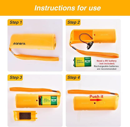 Frienda LED Ultrasonic Dog Trainer Device 3 in 1 Stop Barking Stop Bark Handheld Dog Training Device (Yellow)
