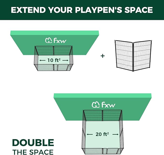 FXW Homeplus Dog Playpen Designed for Indoor Use, 45" Height for Large Dogs, Black│Patented