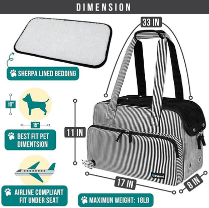 PetAmi Small Dog Purse Carrier, Soft-Sided Pet Carrier Bag with Pockets, Portable Puppy Cat Travel Handbag Tote, Airline Approved Breathable Mesh, Poop Bag Dispenser, Max 18 lbs, Chevron Teal