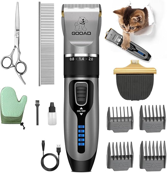 Cat Clippers for Matted Hair, Cat Grooming Kit, Cordless Cat Shaver for Long Hair, Low Noise Paw Trimmer, Cat Hair Trimmer for Grooming,Quiet Pet Hair Clippers Tools for Cats Dogs (Gray)