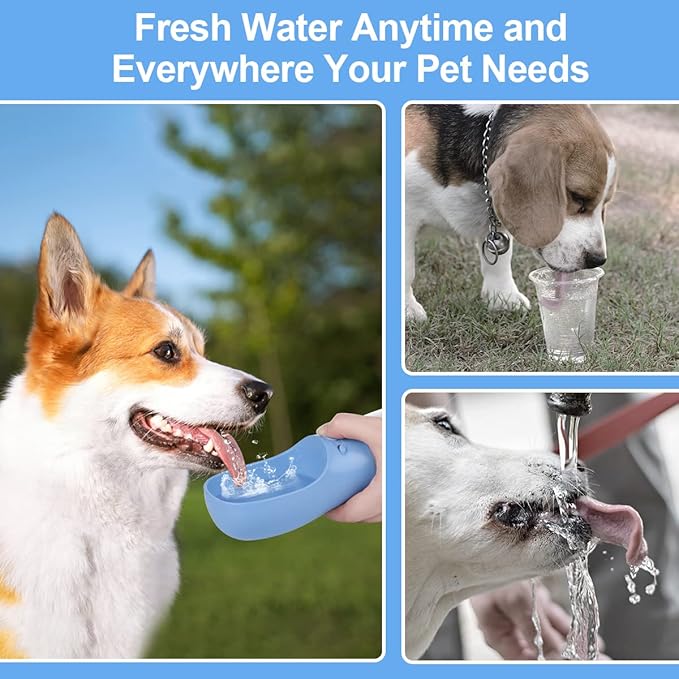 Dog Water Bottle, Lightweigh, Portable Travel Dog Water Dispenser, Puppy Drinking Bowl for Outdoor Walking and Hiking, Puppy Essentials, Dog Stuff - Pet Accessories(12oz, Ocean-Blue)