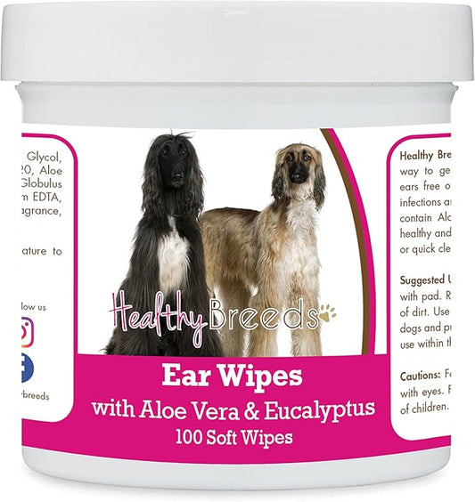 Healthy Breeds Afghan Hound Ear Cleaning Wipes with Aloe & Eucalyptus for Dogs 100 Count