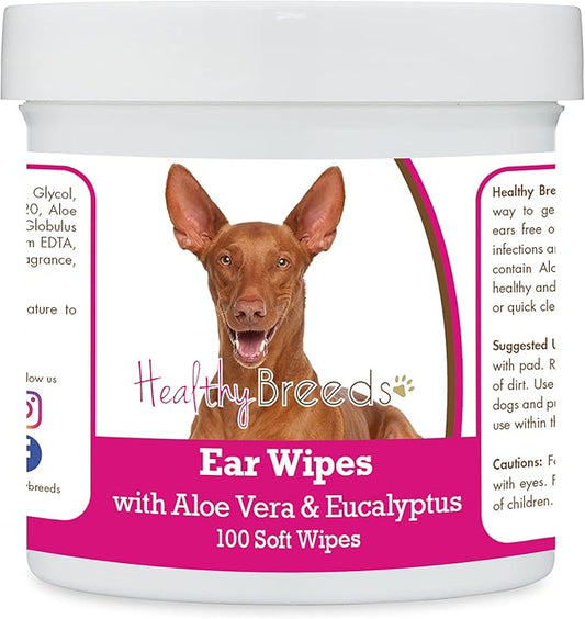 Healthy Breeds Pharaoh Hound Ear Cleaning Wipes with Aloe & Eucalyptus for Dogs 100 Count