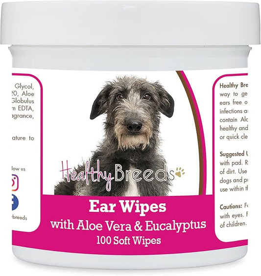 Healthy Breeds Scottish Deerhound Ear Cleaning Wipes with Aloe & Eucalyptus for Dogs 100 Count