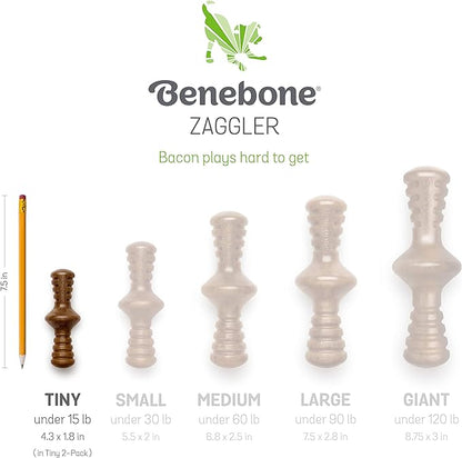 Benebone Puppy 2-Pack Maplestick/Zaggler Durable Dog Chew Toys for Gentle Chewers, Real Bacon, Real Maplewood, Made in USA, Tiny